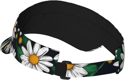 Floral Flowers Daisies Print Sports Sun Visor Hats Adjustable Running Golf Tennis Sun Cap for Women Men Black in Saudi Arabia