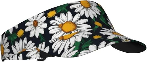 Floral Flowers Daisies Print Sports Sun Visor Hats Adjustable Running Golf Tennis Sun Cap for Women Men Black in Saudi Arabia