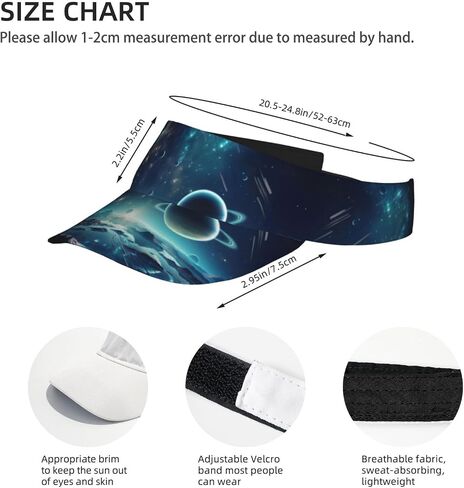 Space Stars Print Sports Sun Visor Hats Adjustable Running Golf Tennis Sun Cap for Women Men Black in Saudi Arabia