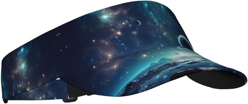 Space Stars Print Sports Sun Visor Hats Adjustable Running Golf Tennis Sun Cap for Women Men Black in Saudi Arabia