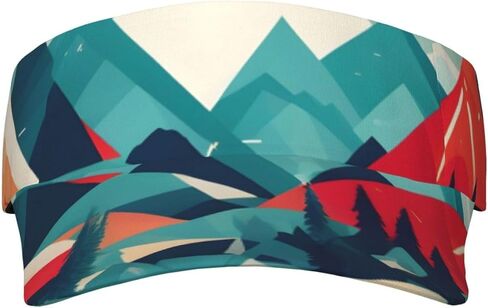 Travel Mountain Scenery Print Sports Sun Visor Hats Adjustable Running Golf Tennis Sun Cap for Women Men Black in Saudi Arabia