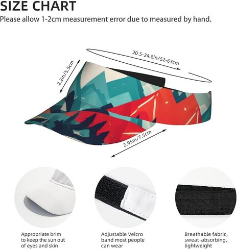 Travel Mountain Scenery Print Sports Sun Visor Hats Adjustable Running Golf Tennis Sun Cap for Women Men Black in Saudi Arabia