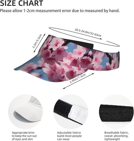 Cherry Blossoms Print Sports Sun Visor Hats Adjustable Running Golf Tennis Sun Cap for Women Men in Saudi Arabia