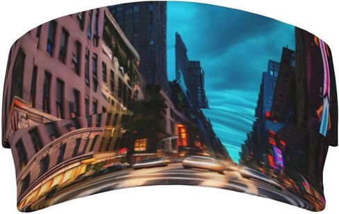 Streets of New York City Print Sports Sun Visor Hats Adjustable Running Golf Tennis Sun Cap for Women Men Black in Saudi Arabia