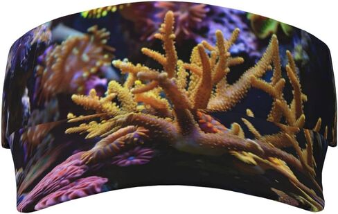 Coral Reef Print Sports Sun Visor Hats Adjustable Running Golf Tennis Sun Cap for Women Men Black in Saudi Arabia