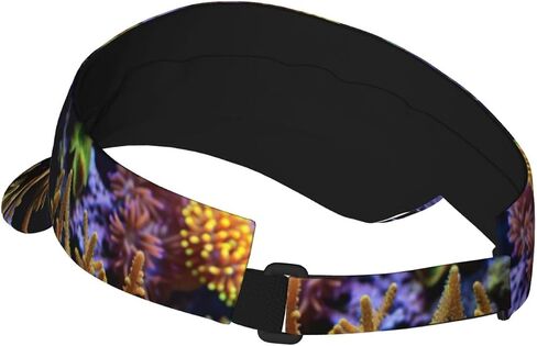 Coral Reef Print Sports Sun Visor Hats Adjustable Running Golf Tennis Sun Cap for Women Men Black in Saudi Arabia