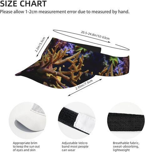 Coral Reef Print Sports Sun Visor Hats Adjustable Running Golf Tennis Sun Cap for Women Men Black in Saudi Arabia