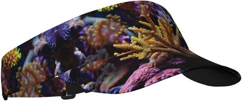 Coral Reef Print Sports Sun Visor Hats Adjustable Running Golf Tennis Sun Cap for Women Men Black in Saudi Arabia
