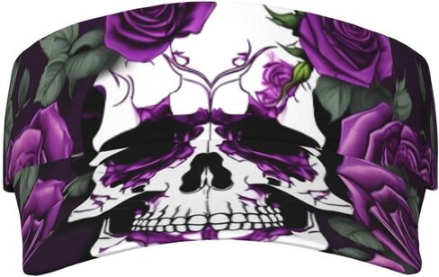 Purple Rose Skeleton Print Sports Sun Visor Hats Adjustable Running Golf Tennis Sun Cap for Women Men in Saudi Arabia