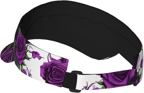 Purple Rose Skeleton Print Sports Sun Visor Hats Adjustable Running Golf Tennis Sun Cap for Women Men in Saudi Arabia
