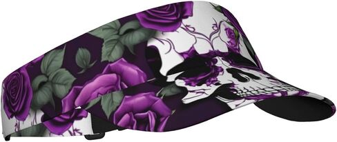 Purple Rose Skeleton Print Sports Sun Visor Hats Adjustable Running Golf Tennis Sun Cap for Women Men in Saudi Arabia