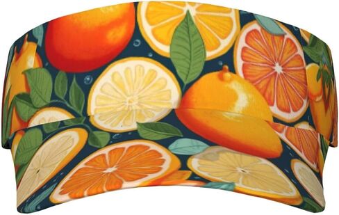 Citrus Fruit Pattern Print Sports Sun Visor Hats Adjustable Running Golf Tennis Sun Cap for Women Men Black in Saudi Arabia