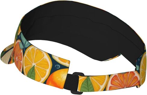 Citrus Fruit Pattern Print Sports Sun Visor Hats Adjustable Running Golf Tennis Sun Cap for Women Men Black in Saudi Arabia