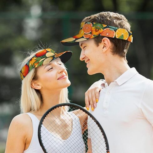 Citrus Fruit Pattern Print Sports Sun Visor Hats Adjustable Running Golf Tennis Sun Cap for Women Men Black in Saudi Arabia