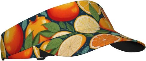 Citrus Fruit Pattern Print Sports Sun Visor Hats Adjustable Running Golf Tennis Sun Cap for Women Men Black in Saudi Arabia
