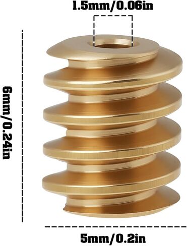 10Pcs Brass Worm Gear M0.4 5mm Diameter 6mm Length 1.5mm Bore Compatible with Model Trains Right-Hand Thread for Motor Replacement in Kuwait
