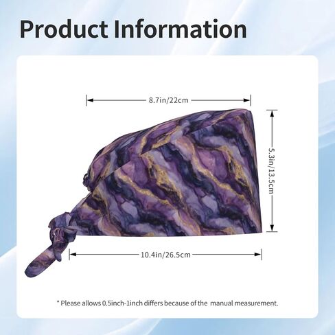 Purple Gold Marble Pattern D Print Scrub Caps Women Men, Nurse Cap Surgical Caps Scrub Hats for Women Men, Adjustable Working Cap with Sweatband in Kuwait
