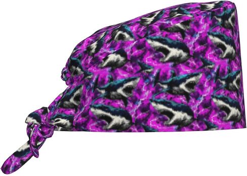 Cool Lightning Ocean Shark Print Scrub Caps Women Men, Nurse Cap Surgical Caps Scrub Hats for Women Men, Adjustable Working Cap with Sweatband in Kuwait