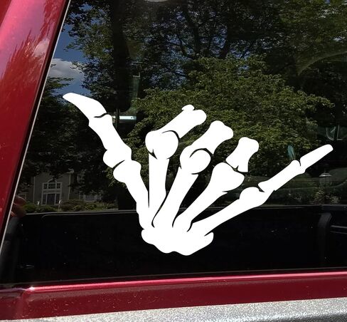 Shaka Sign Skeleton Hand Vinyl Decal – Hang Loose Surf Sticker – Die Cut Car Truck Window Laptop Bumper Graphic – Custom Color Size Orientation in Kuwait