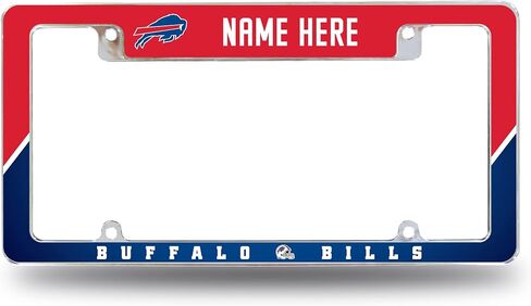 Rico Industries NFL Football Buffalo Bills شخصية/مخصصة مقاس 12 بوصة × 6 بوصة من الكروم في جميع أنحاء إطار لوحة ترخيص السيارات للسيارة/الشاحنة/سيارات الدفع الرباعي in Kuwait