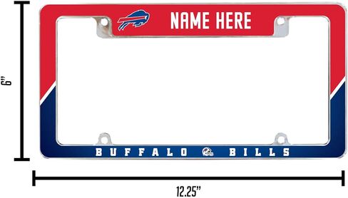 Rico Industries NFL Football Buffalo Bills شخصية/مخصصة مقاس 12 بوصة × 6 بوصة من الكروم في جميع أنحاء إطار لوحة ترخيص السيارات للسيارة/الشاحنة/سيارات الدفع الرباعي in Kuwait