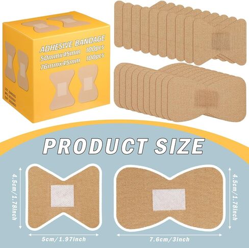Funtery 200 Pcs Large Bandages Bulk Latex Free Fingertip Bandage Adhesive Wound Care Fabric Bandages for Care and Protect Wounds, 2 x 1.8 Inch, 3 x 1.8 Inch in Kuwait