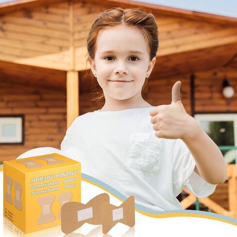 Funtery 200 Pcs Large Bandages Bulk Latex Free Fingertip Bandage Adhesive Wound Care Fabric Bandages for Care and Protect Wounds, 2 x 1.8 Inch, 3 x 1.8 Inch in Kuwait