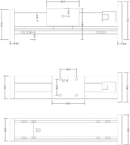 1605 CNC منصة دليل خطية منزلق حركة السكة الحديدية طاولة منزلقة 100 200 300 400 500 مم منضدية الكرة اللولبية المحرك الخطي، CBX1605-300 مم in Kuwait