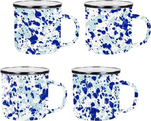 Golden Rabbit Enamelware Coffee or Tea Mugs, 12 ounce, Red Swirl, Set of 4 in Saudi Arabia