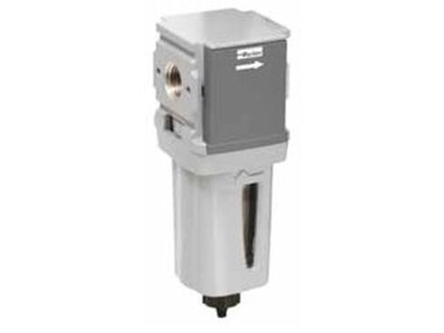 Parker Hannifin P31FB92EGBN Series P31 مرشح جسيمات صغير معياري عالمي لنظام تحضير الهواء، عنصر 5 ميكرون، وعاء بولي مع واقي، نوع تصريف النبض، بدون حامل، منفذ ملولب 1/4 بوصة NPT in Kuwait