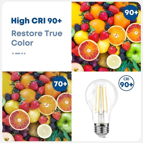 A19 LED Edison Bulbs 60W Equivalent, Energy Saving 800 Lumen Soft White E26 8W Non-Dimmable Clear 3000 Kelvin Natural Warm LED Light Bulbs, Antique House Lights, 6Pack in Saudi Arabia