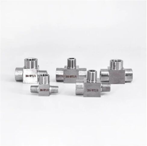 1 قطعة 1/8 "1/4" 3/8 "1/2" NPT أنثى ذكر تي شيرت 3 طرق SS 304 تركيب أنابيب الفولاذ المقاوم للصدأ موصل الفاصل كتلة الضغط العالي (NPT، FEMALE-MALE-FEMALE_1/4") in Kuwait