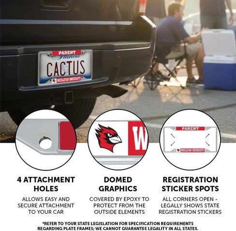 Desert Cactus Wesleyan University Car Accessories Cardinals Metal License Plate Frame and Tag Holder for Front or Rear of Car (Parent) in Saudi Arabia
