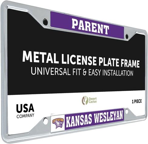 Desert Cactus Kansas Wesleyan University Car Accessories Coyotes Metal License Plate Frame and Tag Holder for Front or Rear of Car (Parent) in Saudi Arabia