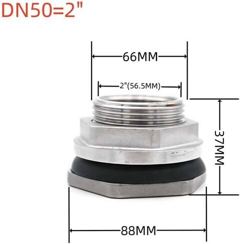 2" BSP Internal Thread 304 Stainless Steel External Bulkhead Joint Water Tank Joint Connector in Saudi Arabia