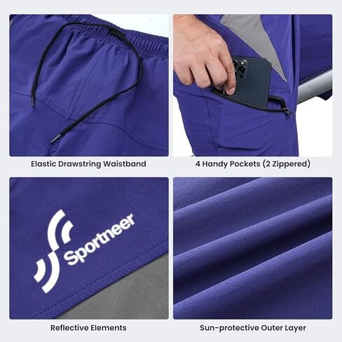 Sportneer Mountain Bike Shorts for Men - 3D Padding MTB Cycling Shorts for Men with Liner and Loose Fit Navy in Saudi Arabia