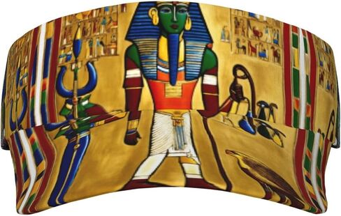 Ancient Egypt Tribe Series Print Sports Sun Visor Hats Adjustable Running Golf Tennis Sun Cap for Women Men Black in Saudi Arabia
