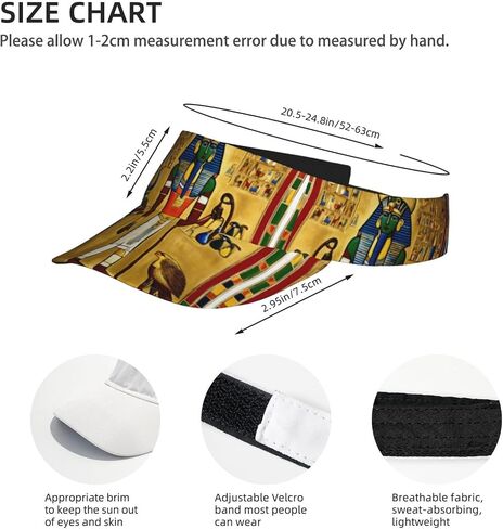 Ancient Egypt Tribe Series Print Sports Sun Visor Hats Adjustable Running Golf Tennis Sun Cap for Women Men Black in Saudi Arabia