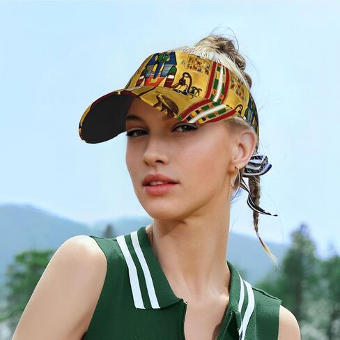 Ancient Egypt Tribe Series Print Sports Sun Visor Hats Adjustable Running Golf Tennis Sun Cap for Women Men Black in Saudi Arabia