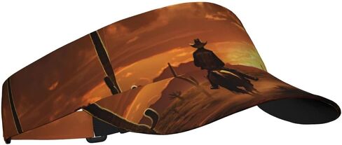 West Desert Cactus with Cowboys Riding Horses3 Print Sports Sun Visor Hats Adjustable Running Golf Tennis Sun Cap for Women Men Black in Saudi Arabia
