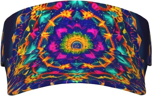 Mandala Pattern Print Sports Sun Visor Hats Adjustable Running Golf Tennis Sun Cap for Women Men Black in Saudi Arabia