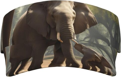 Elephant Print Sports Sun Visor Hats Adjustable Running Golf Tennis Sun Cap for Women Men Black in Saudi Arabia
