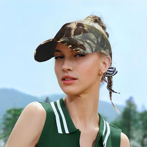 Elephant Print Sports Sun Visor Hats Adjustable Running Golf Tennis Sun Cap for Women Men Black in Saudi Arabia