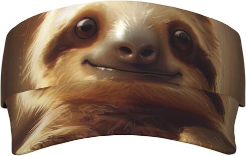 Adorable Sloth Print Sports Sun Visor Hats Adjustable Running Golf Tennis Sun Cap for Women Men Black in Saudi Arabia