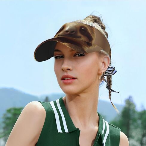 Adorable Sloth Print Sports Sun Visor Hats Adjustable Running Golf Tennis Sun Cap for Women Men Black in Saudi Arabia