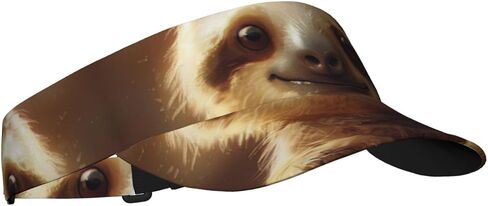Adorable Sloth Print Sports Sun Visor Hats Adjustable Running Golf Tennis Sun Cap for Women Men Black in Saudi Arabia