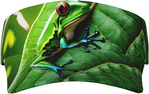 Frog Leaves Print Sports Sun Visor Hats Adjustable Running Golf Tennis Sun Cap for Women Men Black in Saudi Arabia