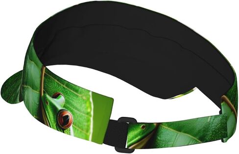 Frog Leaves Print Sports Sun Visor Hats Adjustable Running Golf Tennis Sun Cap for Women Men Black in Saudi Arabia