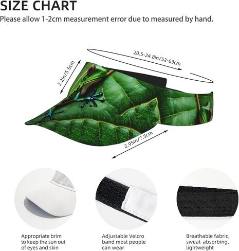 Frog Leaves Print Sports Sun Visor Hats Adjustable Running Golf Tennis Sun Cap for Women Men Black in Saudi Arabia