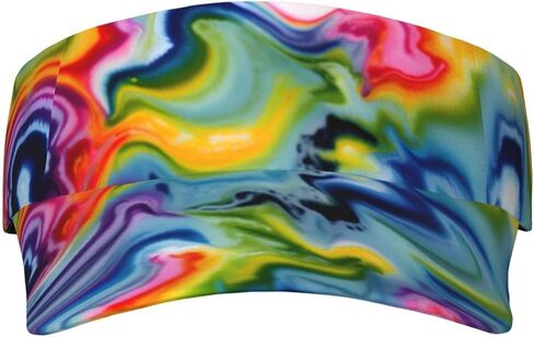 Tie Dye Print Sports Sun Visor Hats Adjustable Running Golf Tennis Sun Cap for Women Men Black in Saudi Arabia